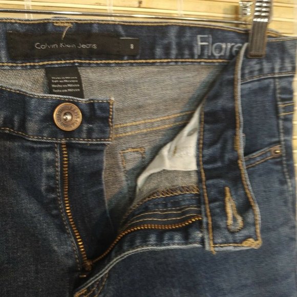 CALVIN KLEIN WOMEN'S DENIM BLUE JEANS FLARE SIZE 8 - Picture 3 of 7